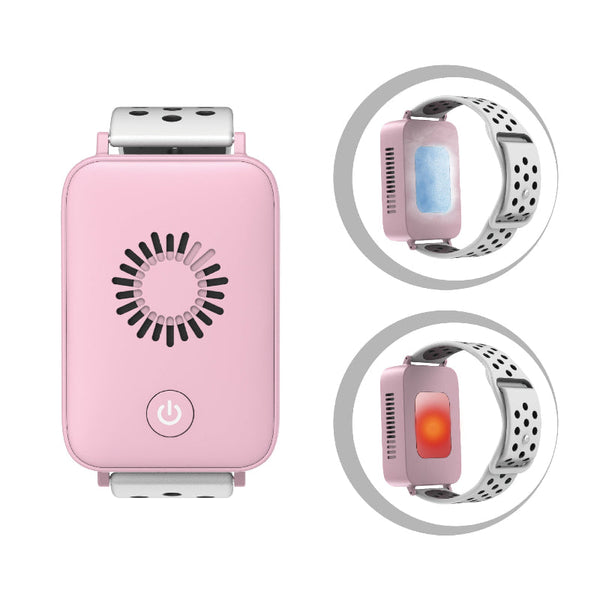 Elosung Pink Wearable Cooling And Heating Wristband Mini Air Conditioner For Instant Or Relief With Usb Fast Charging Portable Fans
