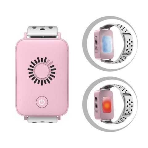 Elosung Pink Wearable Cooling And Heating Wristband Mini Air Conditioner For Instant Or Relief With Usb Fast Charging Portable Fans
