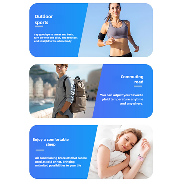 Elosung Pink Wearable Cooling And Heating Wristband Mini Air Conditioner For Instant Or Relief With Usb Fast Charging Portable Fans