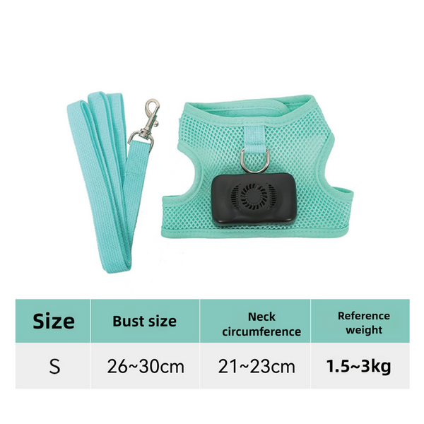 Elosung Size Green Pet Cooling Harness Led Lights & Leash Summer Relief For Small Dogs Cats Harnesses