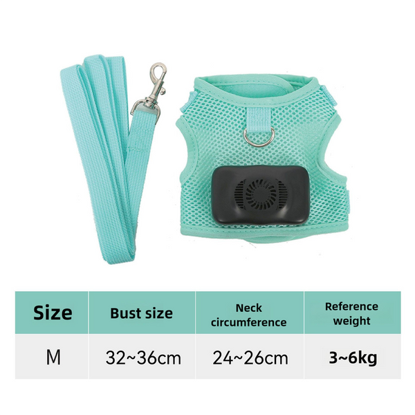 Elosung Size M Green Pet Cooling Harness Led Lights & Leash Summer Relief For Small Dogs And Cats Harnesses