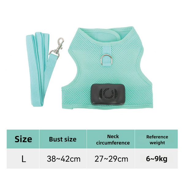 Elosung Size L Green Pet Cooling Harness Led Lights & Leash Summer Relief For Small Dogs And Cats Harnesses
