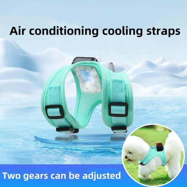 Elosung Size L Green Pet Cooling Harness Led Lights & Leash Summer Relief For Small Dogs And Cats Harnesses