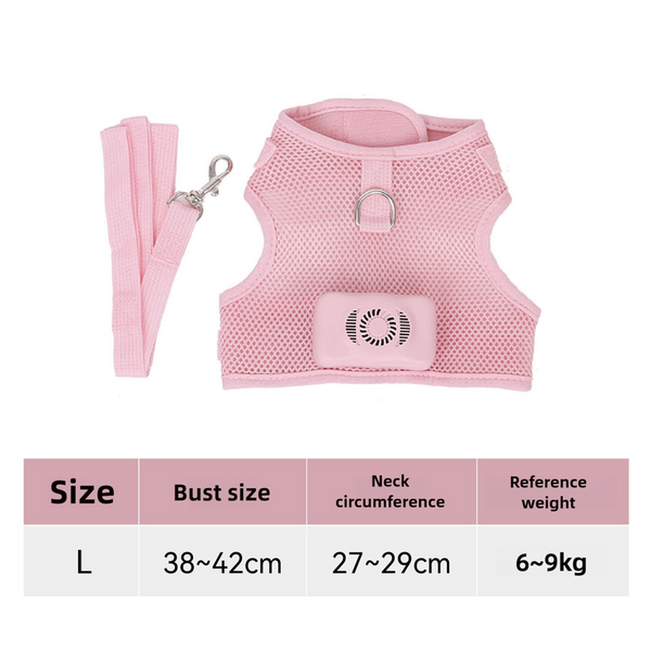 Elosung Size L Pink Pet Cooling Harness Led Lights & Leash Summer Relief For Small Dogs And Cats Harnesses