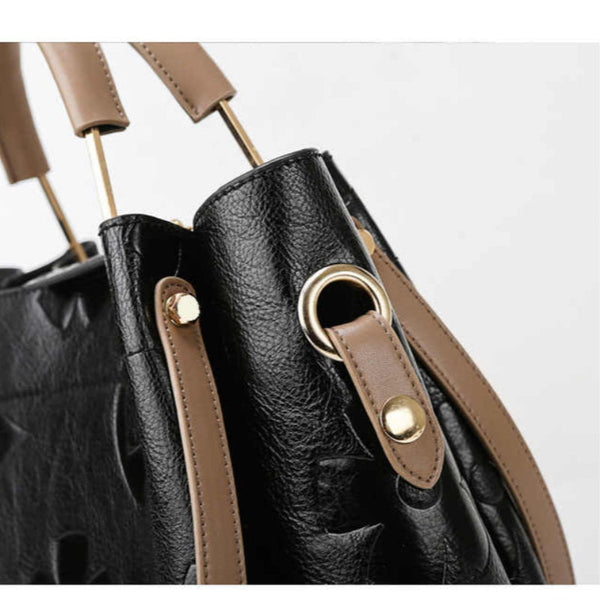 Elosung Purple Elegant Embossed Leather Tote Bag For Women Large Capacity Handbag With Inner Pouch Women's Bags & Handbags