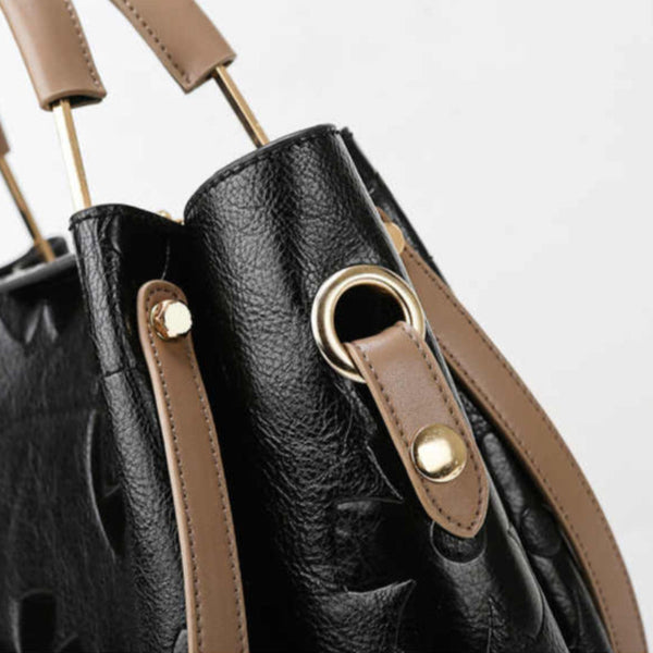 Elosung Dark Brown Elegant Embossed Pu Leather Tote Bag For Women Large Capacity Handbag With Inner Pouch Women's Bags & Handbags