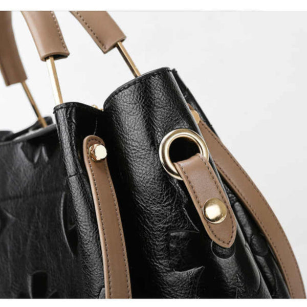 Elosung Dark Green Elegant Embossed Pu Leather Tote Bag For Women Large Capacity Handbag With Inner Pouch Women's Bags & Handbags