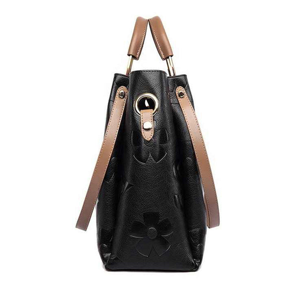 Elosung Dark Brown Elegant Embossed Pu Leather Tote Bag For Women Large Capacity Handbag With Inner Pouch Women's Bags & Handbags