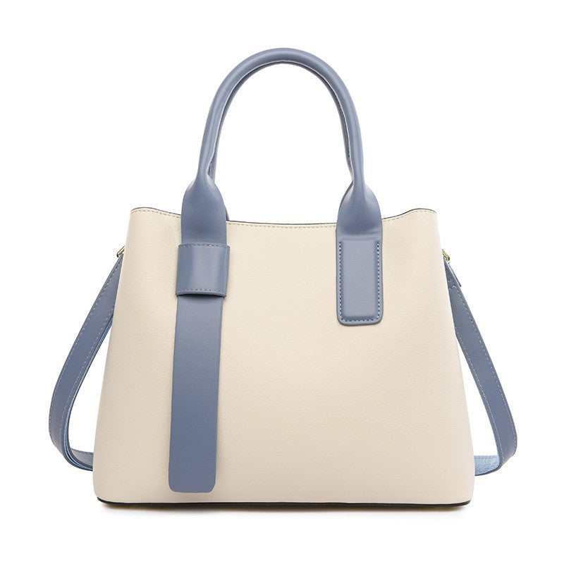 Elosung Off White And Blue Retro Fashion Handbag Elegant Tote With Large Capacity For Work Daily Use Women's Bags & Handbags