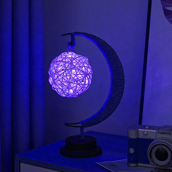 Elsoung Blue Rattan Ball Usb Model Night Light Led Decorative With Glow Powered Perfect For Bedroom Party & Gift Night Lights