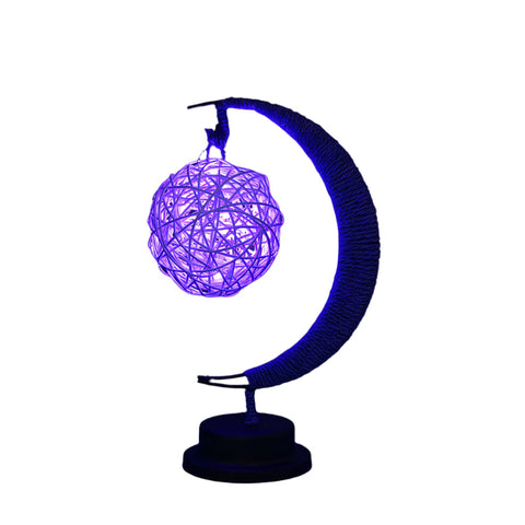 Elsoung Blue Rattan Ball Usb Model Night Light Led Decorative With Glow Powered Perfect For Bedroom Party & Gift Night Lights