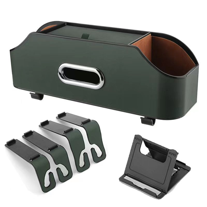 Elosung Green Car Seat Back Organizer Multi Function Storage Box With Tissue Holder Cup And Phone Mount Car Organisers