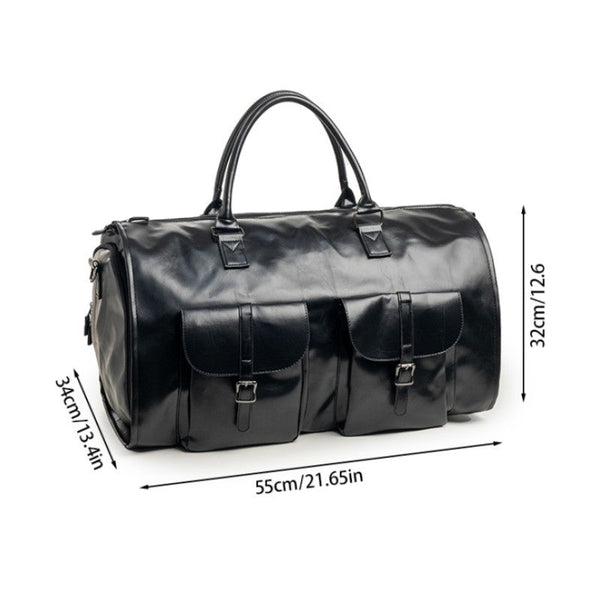Elosung Brown Pu Leather Travel Duffel Bag Multifunctional Overnight Gym With Spacious Compartments Duffle Bags