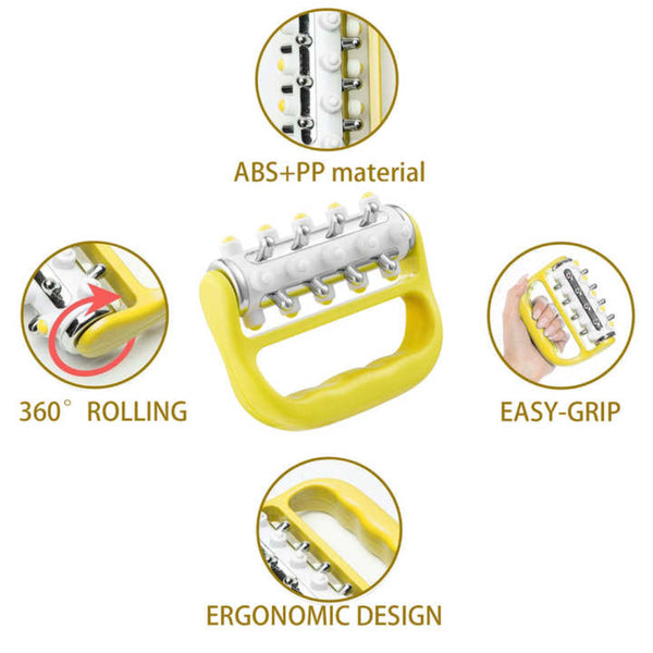 Elosung 2Pcs Yellow Handheld Roller Massager Mini Five Row Manual Muscle Relaxation Tool For Acupressure And Stress Relief Massagers