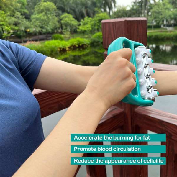 Elosung 2Pcs Blue Handheld Roller Massager Mini Five Row Manual Muscle Relaxation Tool For Acupressure And Stress Relief Massagers