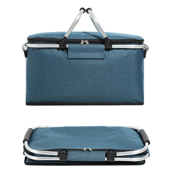 Elosung Insulated Picnic Basket With Aluminum Frame Portable Collapsible Cooler Bag 18L 40*20*23Cm(Green Plaid) Picnic Baskets & Backpacks