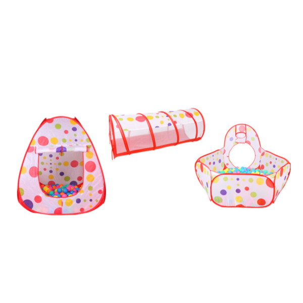 Elosung Pink 3 In 1 Kids Play Tent Set Foldable Indoor/Outdoor Tunnel Ball Pit With Fence Play Tents