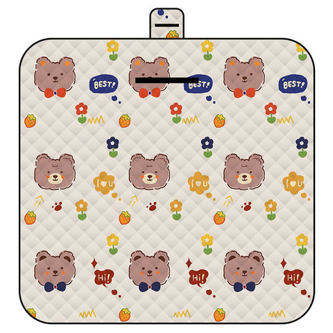 Elosung Thickened Waterproof Picnic Blanket Portable Outdoor Beach Mat For Camping And Hiking 150*200Cm(Bow Tie Bear) Picnic Accessories