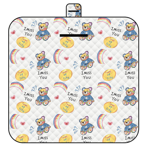 Elosung Thickened Waterproof Picnic Blanket Portable Outdoor Beach Mat For Camping And Hiking 150*200Cm(Rainbow Bear) Picnic Accessories