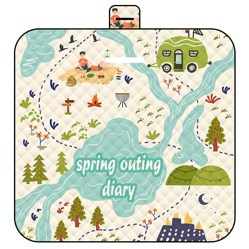 Elosung Thickened Waterproof Picnic Blanket Portable Outdoor Beach Mat For Camping And Hiking 150*200Cm(Nature Tours) Picnic Accessories