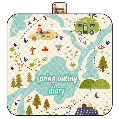 Elosung Thickened Waterproof Picnic Blanket Portable Outdoor Beach Mat For Camping And Hiking 150*200Cm(Nature Tours) Picnic Accessories