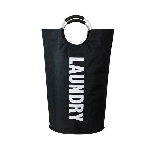 Elosung Black Large Capacity Double Oxford Fabric Laundry Hamper With Aluminum Handles Durable Round Clothes Basket For Home Storage Laundry Baskets &