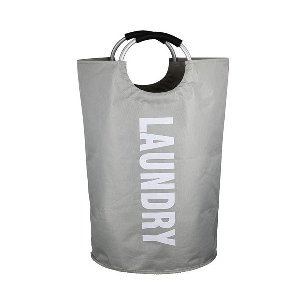 Elosung Light Gray Large Capacity Double Oxford Fabric Laundry Hamper With Aluminum Handles Durable Round Clothes Basket For Home Storage Laundry Bask