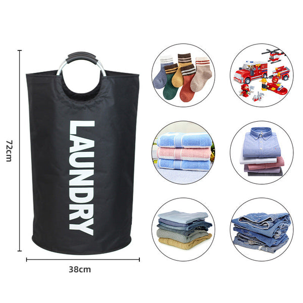 Elosung Red Large Capacity Double Oxford Fabric Laundry Hamper With Aluminum Handles Durable Round Clothes Basket For Home Storage Laundry Baskets & H