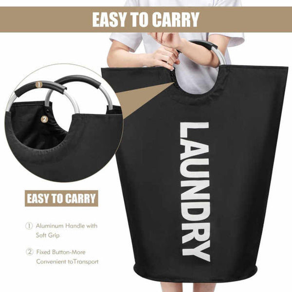 Elosung Red Large Capacity Double Oxford Fabric Laundry Hamper With Aluminum Handles Durable Round Clothes Basket For Home Storage Laundry Baskets & H