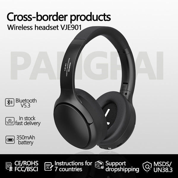 Silver Vje901 Wireless Bluetooth Over Ear With Active Noise Cancelling Headphones