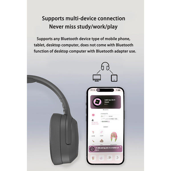 Elosung Blue P2963 Wireless Bluetooth With Led Light Hi Fi Sound And Sport Design Headphones