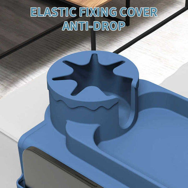 Elosung Dark Blue Multi Functional Silicone Couch Cup Holder With Storage Organizer Durable And Creative Armrest Tray Other Home Organisation