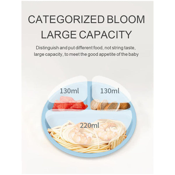 Elosung Blue 096# Silicone Little One Feeding Set Suction Plate Bib Cup & Utensils | Bpa Free Tableware Baby Feeding Sets