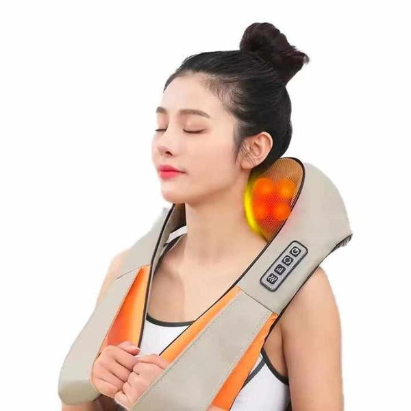 Elosung Kneading Neck And Shoulder Massager With Heat Four Button Design Beige Massagers