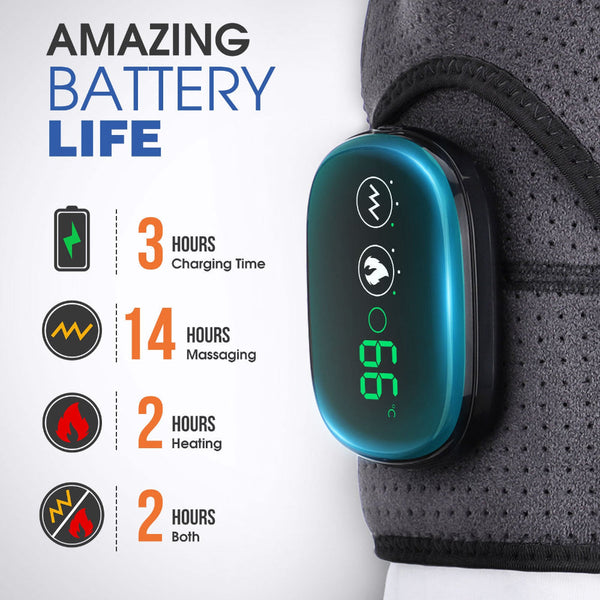 Elosung Gray Rechargeable Heated Shoulder Massager With Led Display Adjustable Compression Wrap For Pain Relief And Relaxation Massagers