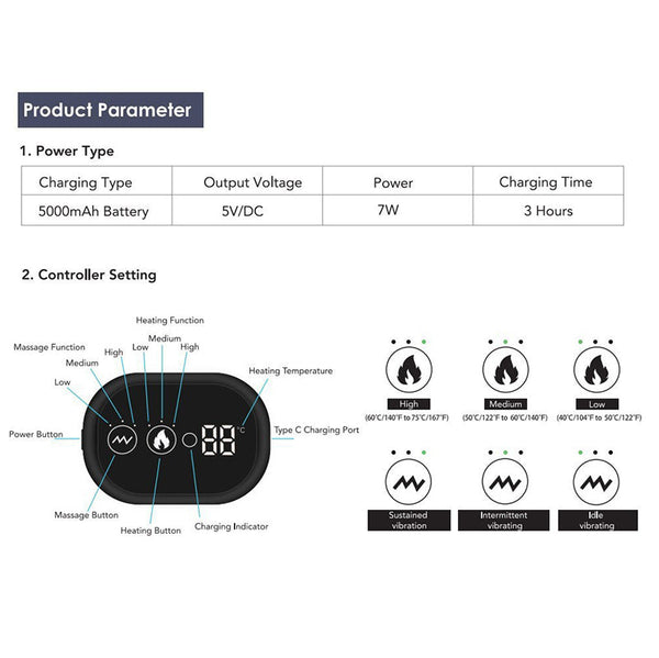 Black Rechargeable Heated Shoulder Massager With Led Display Adjustable Compression Wrap For Pain Relief And Relaxation Massagers