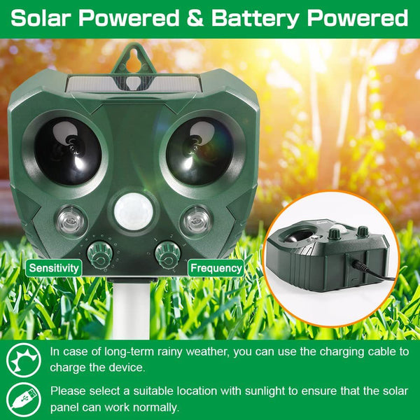 Elosung Sjz668a Solar Powered Ultrasonic Animal Repellent With Motion Sensor & Led Flashing Lights Ultrasonic Pest Repellers