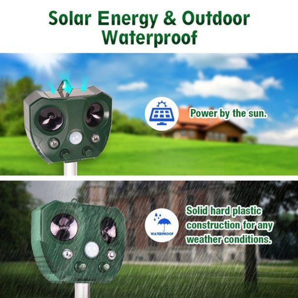 Elosung Sjz668a Solar Powered Ultrasonic Animal Repellent With Motion Sensor & Led Flashing Lights Ultrasonic Pest Repellers