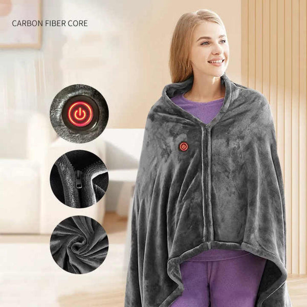 Elosung Electric Heated Flannel Blanket 150X80cm Usb Powered Wearable Heating Shawl Electric Blankets