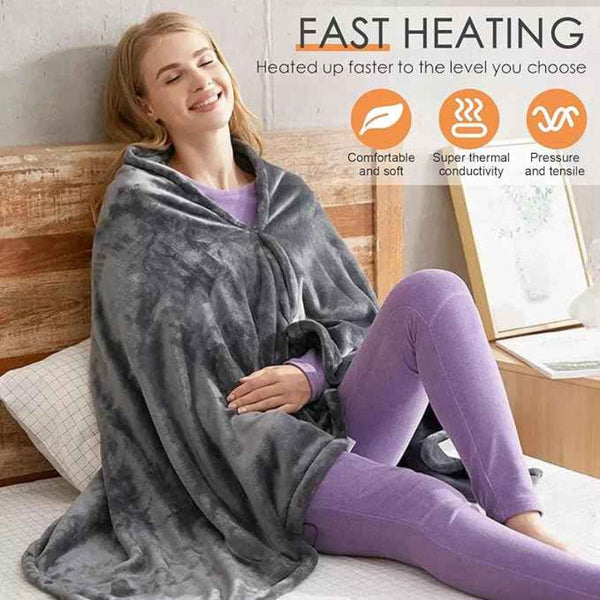 Elosung Electric Heated Flannel Blanket 150X80cm Usb Powered Wearable Heating Shawl Electric Blankets