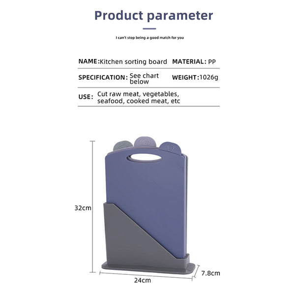 Elosung Double Sided Kitchen Chopping Board Set With Non Slip Base Food Specific Tabs 3 Piece Cutting Boards
