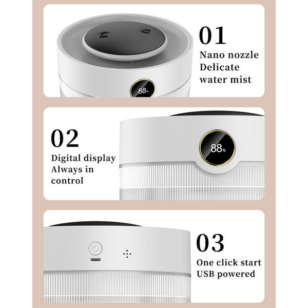 Elosung 2000Ml Large Capacity Humidifier With Led Display Silent Cool Mist Air For Home And Office Humidifiers