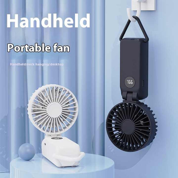 Elosung White Portable Handheld Fan With 2000Mah Battery 3 In 1 Design For Desk And Hanging Use (Model Q3) Portable Fans