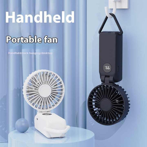 Elosung Navy Blue Portable Handheld Fan With 2000Mah Battery 3 In 1 Design For Desk And Hanging Use (Model Q3) Portable Fans