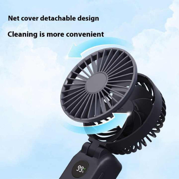 Elosung Navy Blue Portable Handheld Fan With 2000Mah Battery 3 In 1 Design For Desk And Hanging Use (Model Q3) Portable Fans