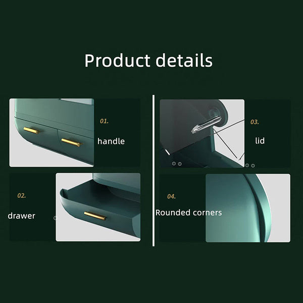 Elosung Ivory White Led Vanity Makeup Organizer With Partition Storage Touch Control Mirror Large Capacity Cosmetic Box Makeup Mirrors