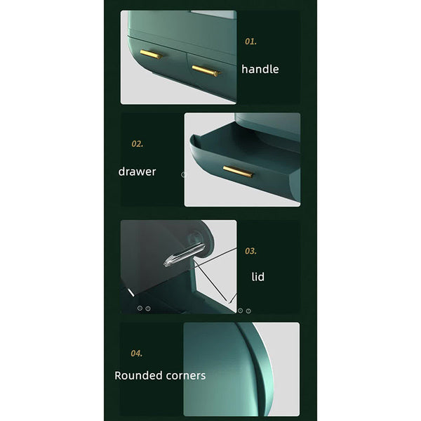 Elosung Pink Led Vanity Makeup Organizer With Partition Storage Touch Control Mirror Large Capacity Cosmetic Box Makeup Mirrors