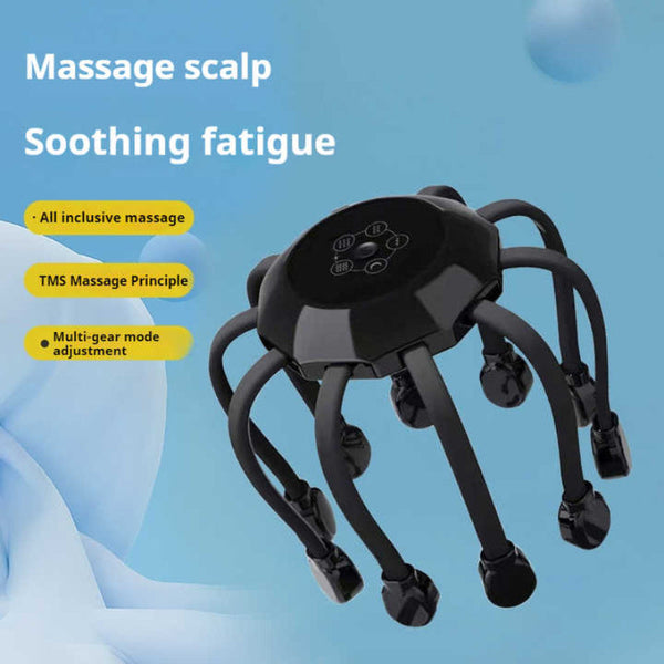 Elosung Black Model [5 Modes + Vibration Timing] Multifunctional Electric Head Massager With 14 Nodes Scalp Stress Relief Massagers