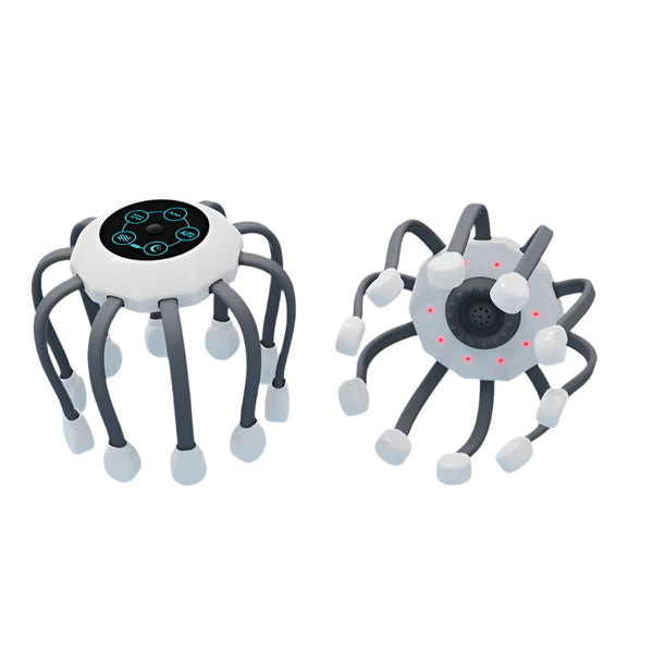 Elosung White B Model [5 Modes + Vibration Timing] Multifunctional Electric Head Massager With 14 Nodes Scalp Stress Relief Massagers