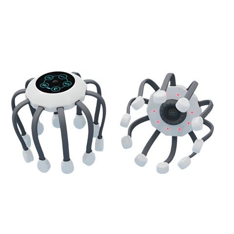 Elosung White Upgraded B Model [5 Modes + Vibration Timing Red Light] Multifunctional Electric Head Massager With 14 Nodes Scalp Stress Relief Massage
